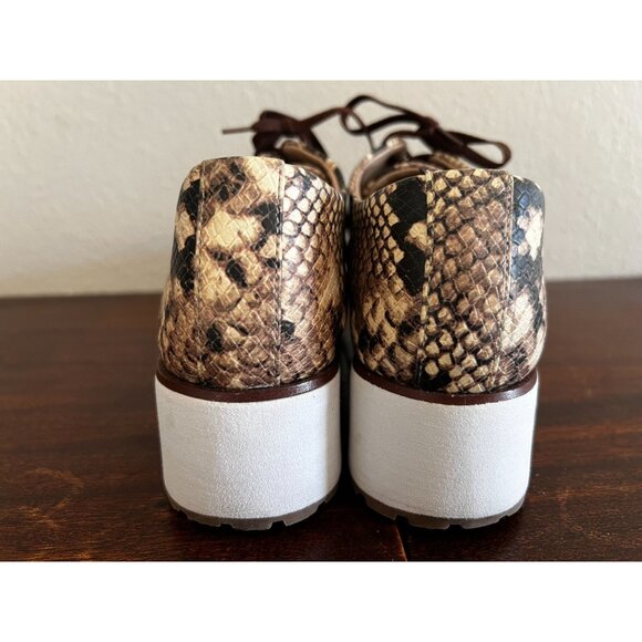 Aldo Lovirede Oxford Shoe Platform Sz 7 Snakeskin Brown Tan Lace-Up - Picture 2 of 10